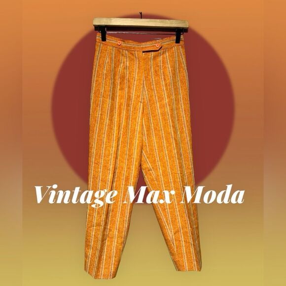 Vintage Orange Max Moda Striped Funky Trouser Waist 26” length 37” Inseam 24” - Picture 2 of 15